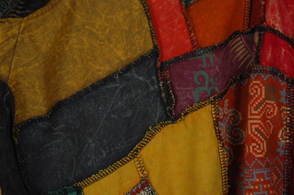 Sunset Bazaar Upcycled Patchwork Hooded Poncho