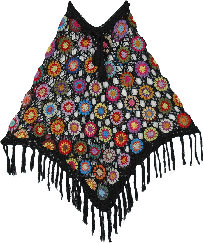 Nera Himalayan Hand-Crocheted Flower Poncho