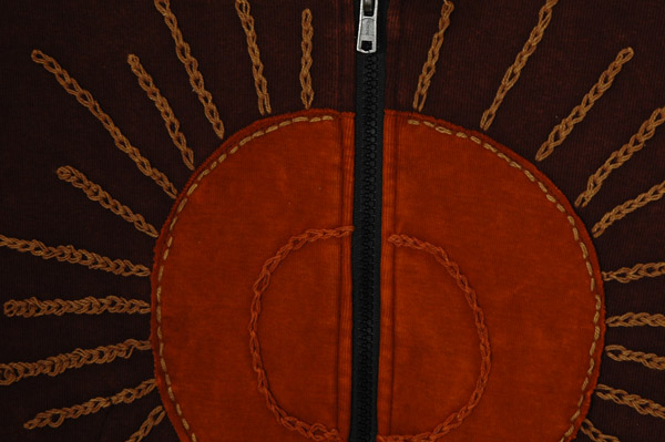 Helios Rust Brown Boho Hooded Zip Jacket