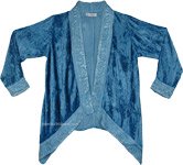 Peacock Velvet Open Front Luxurious Jacket