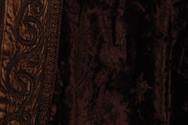 Choco Velvet Open Front Jacket with Satin Trim