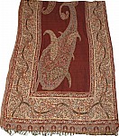Maroon Paisley Challis Shawl Stole with Sequin