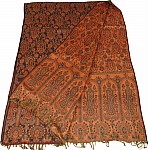 Black Orange Reversible Jamawar Shawl