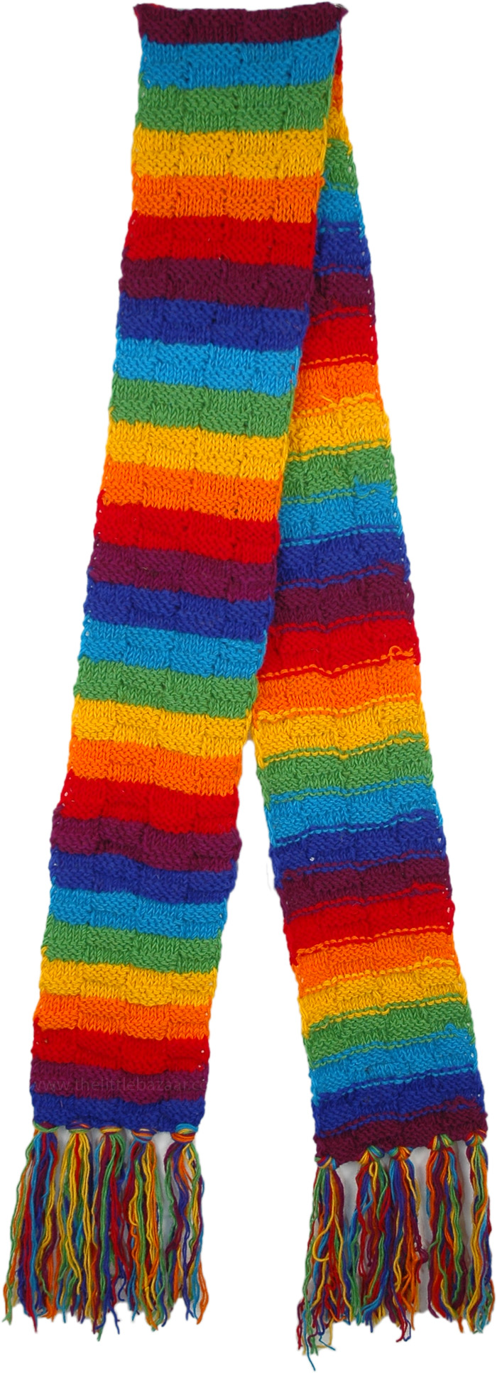 Rainbow Hand Knitted Woolen Long Neck Scarf