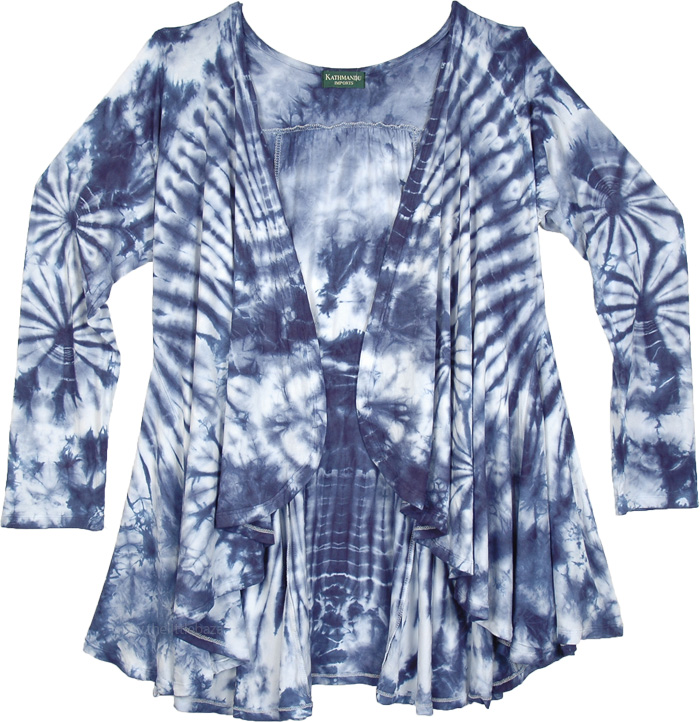 High Wave Blue Tie Dye All Season Cardigan