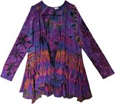 Open Front Cardigan in Purple Tie Dye [8015]