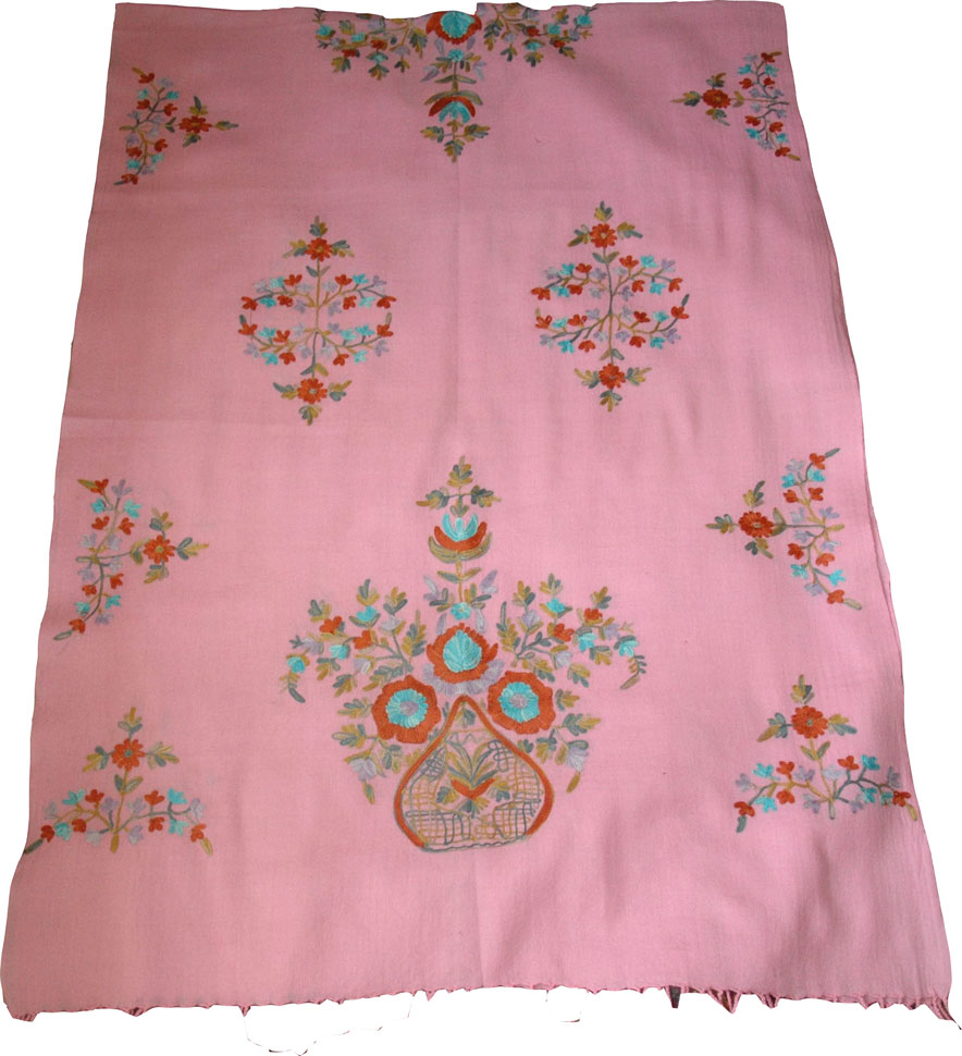 Kobi Pink Shawl with Embroidery