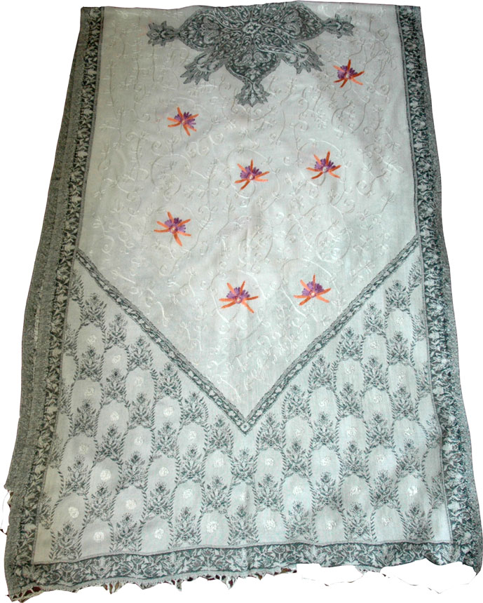 Printed Embroidered Wrap Shawl