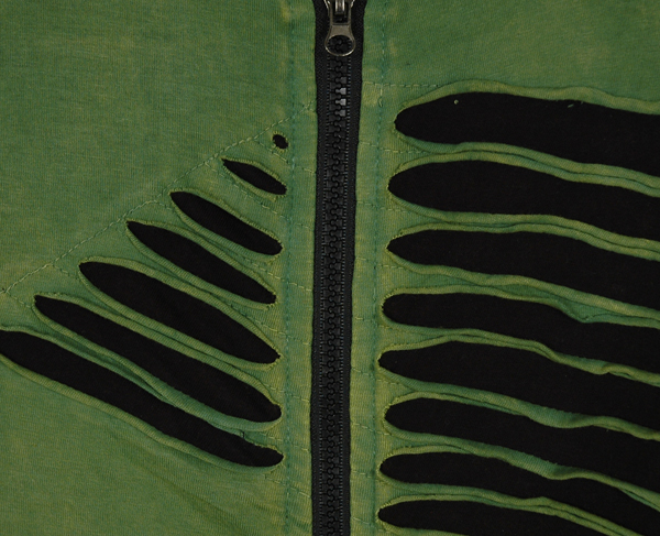 Green Scream Razor Cut Cotton Hoodie with Zipper
