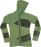 Green Scream Razor Cut Cotton Hoodie with Zipper