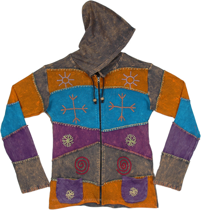 Stormy Dreams Stonewash Hoodie with Thread Embroidery