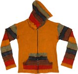 Solid and Stripes Hippie Jacket Layer with Hoodie [9072]