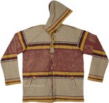 Brown Pattern Cotton Zipper Hoodie [9611]