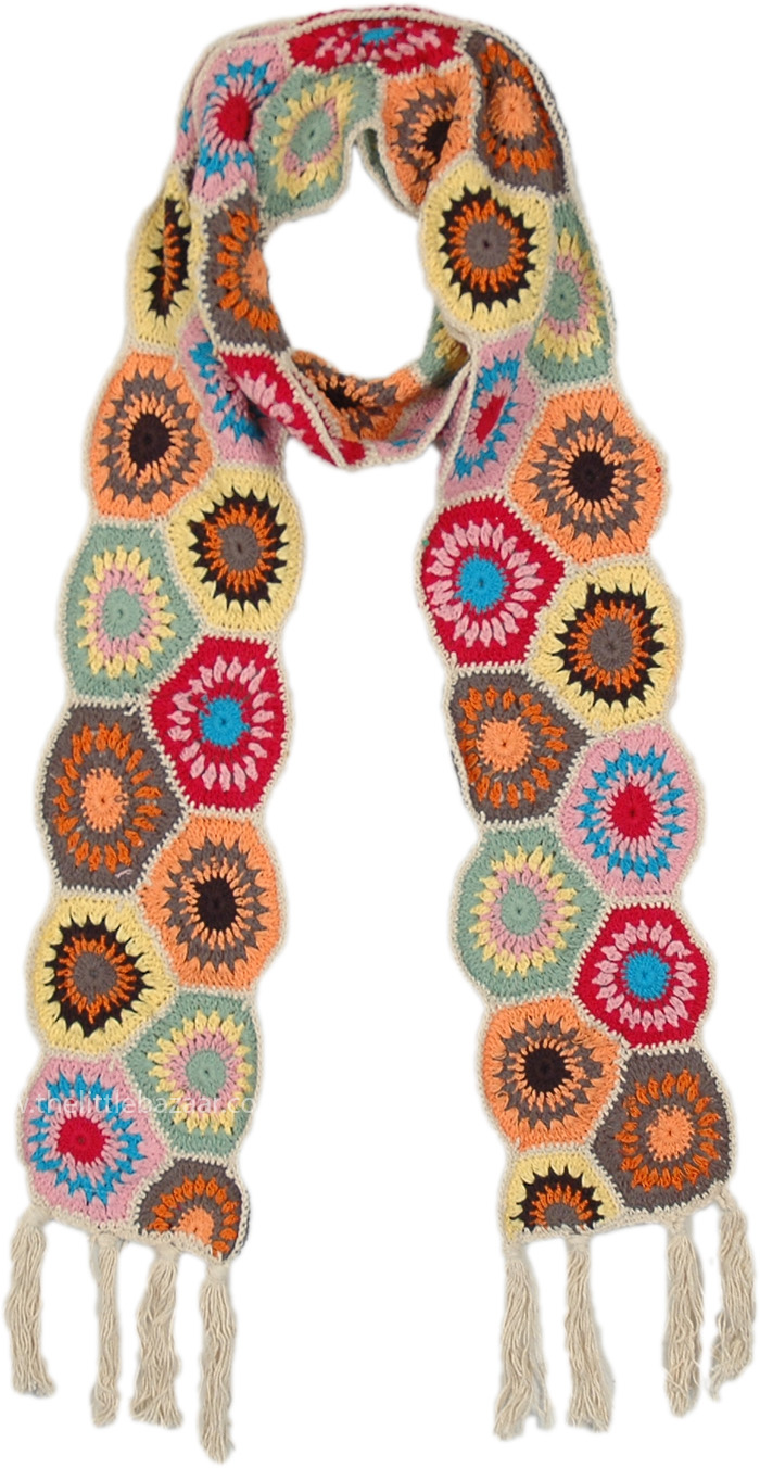 Birthday Cake Floral Crochet Scarf