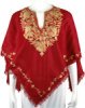 Colorful Floral White Wool Poncho Drape