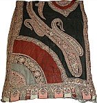 Black Paisley Challis Shawl Stole with Sequin