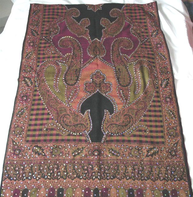 Multicolor Stole with Square and Flower Print