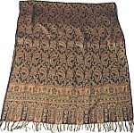 Black Orange Reversible Jamawar Stole