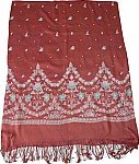 Red Stole Shawl with Floral Print