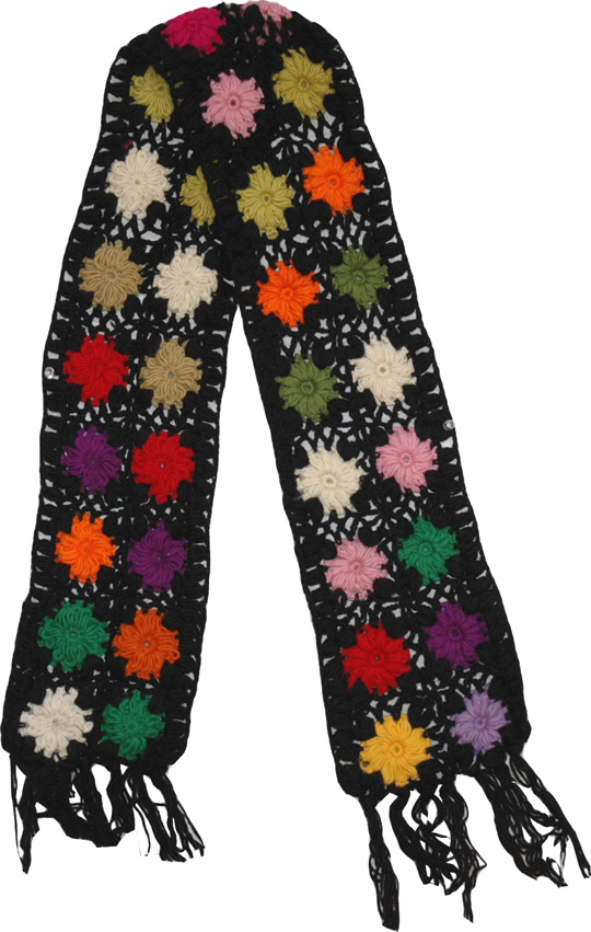 Black Crochet Fashion Scarf