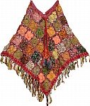 Wine Berry Crochet Poncho