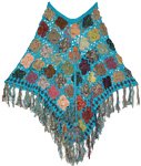 Java Blue Crochet Poncho