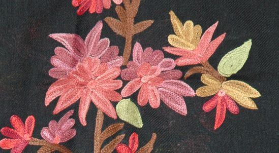 Black Floral Embroidered Stoll