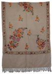 Pale Oyster Embroidered Shawl