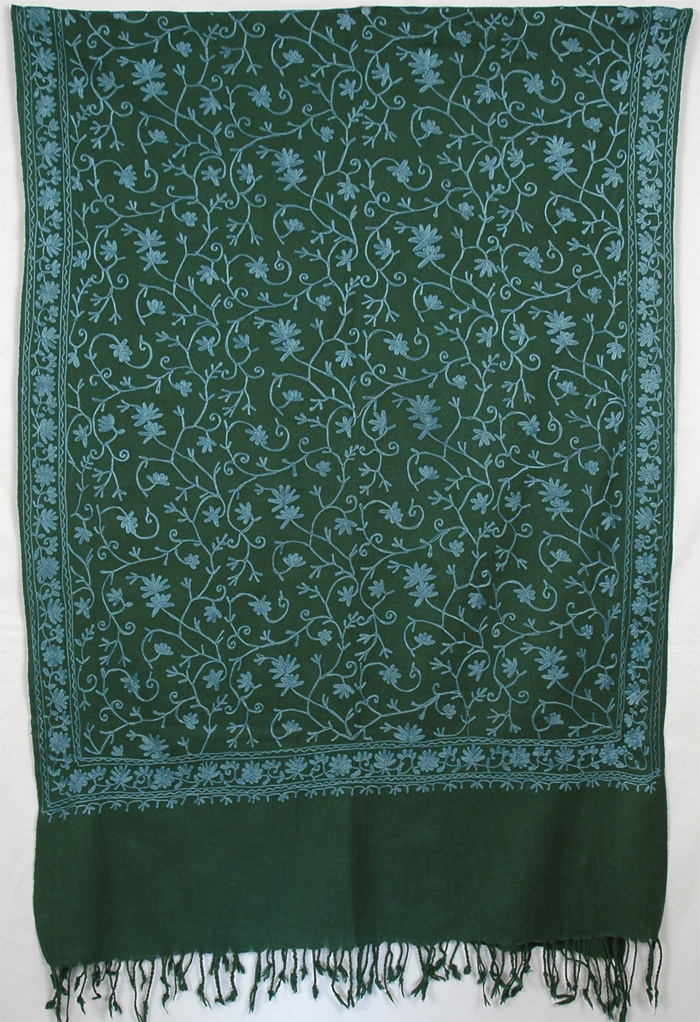 Green Embroidery Shawl Stole