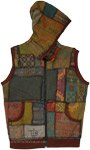 Patchwork Flair Hooded Vest with Fleece