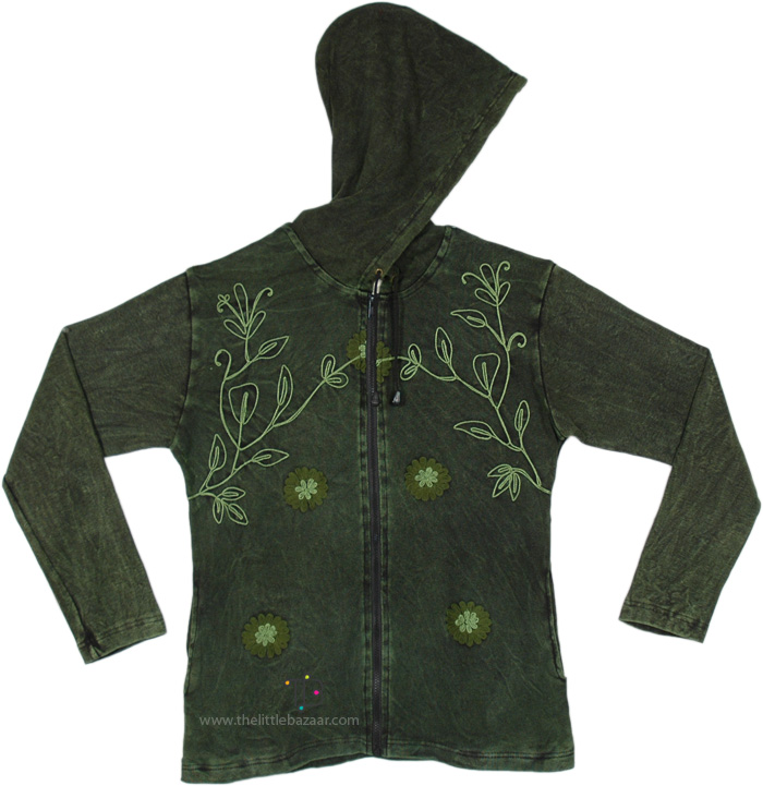 Shine Vines Green Bohemian Layer Hoodie