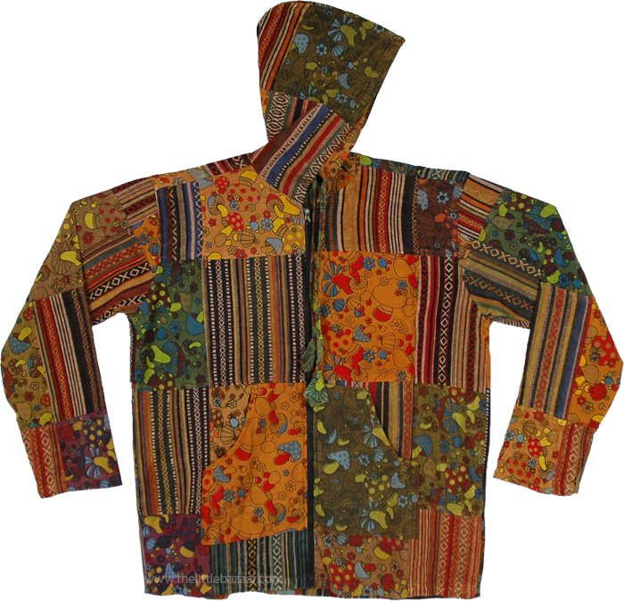 Autumn Mosaic Full Zipper Hooded Oversized Jacket