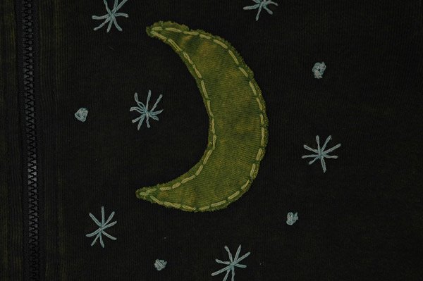 Crescent Moon Celestial Boho Hooded Zip Jacket