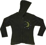 Crescent Moon Celestial Boho Hooded Zip Jacket