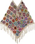 Multicolor Floral Artisan Crocheted Festival Poncho