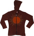 Helios Rust Brown Boho Hooded Zip Jacket