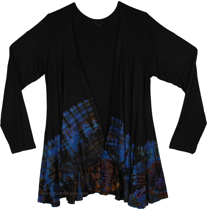 Long Sleeves Sapphire Tie Dye Short Duster