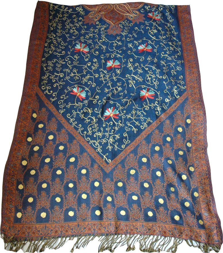 Paisley Printed and Embroidered Wrap