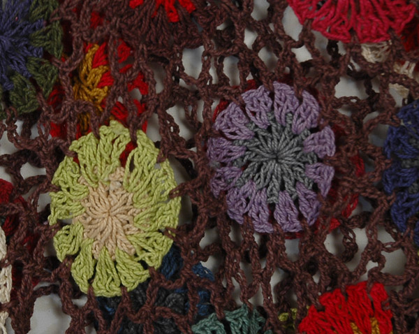 Brun Hand Crochet Triangle Poncho Stole