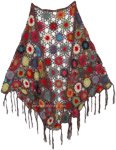 Brun Hand Crochet Triangle Poncho Stole