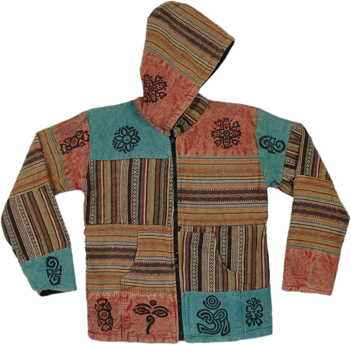 Autumn Bright Hippie Jacket Hoodie with Fleece