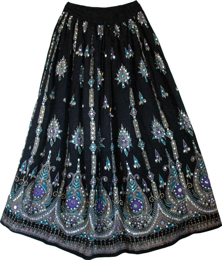 White Paisley Sequined Swamp Skirt