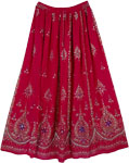 Rose Bud Cherry Sequin Long Skirt