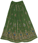 Green Chalet Sequin Long Skirt