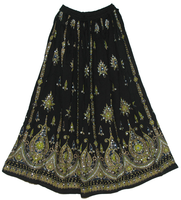 Sycamore Black Sequin Long Skirt