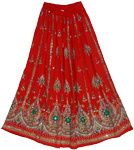 Thunderbird Red Sequin Long Skirt