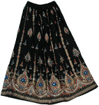 Crown Black Sequin Long Skirt