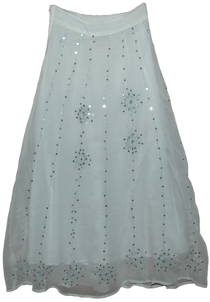 White Fairy Georgette Sequin Skirt