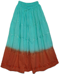 Tapas Aquamarine Brown Cotton Tie Dye Skirt