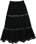 Valentino Sequins Gypsy Cotton Long Black Skirt